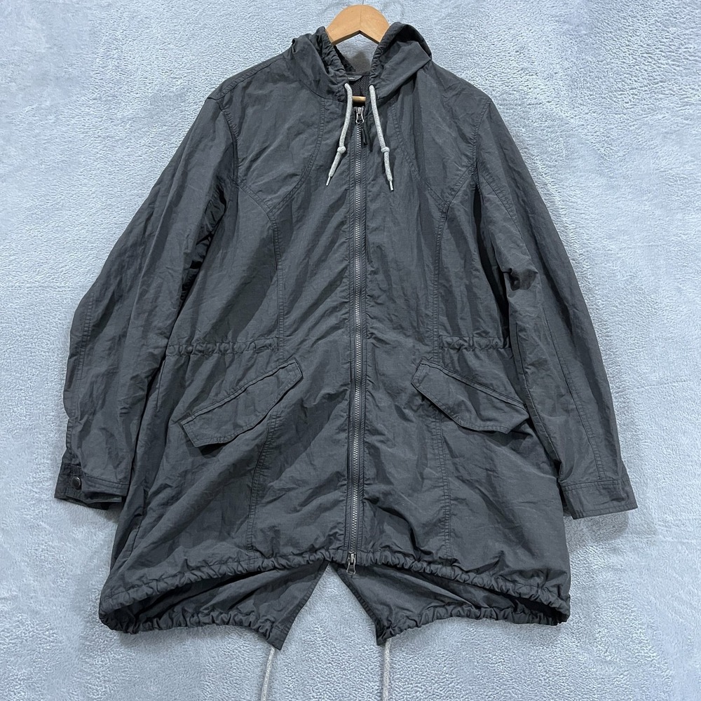Eddie‎ Bauer Jacket Womens 2XL Gray Full Zip Long Sleeve Hooded Outdoor Casual